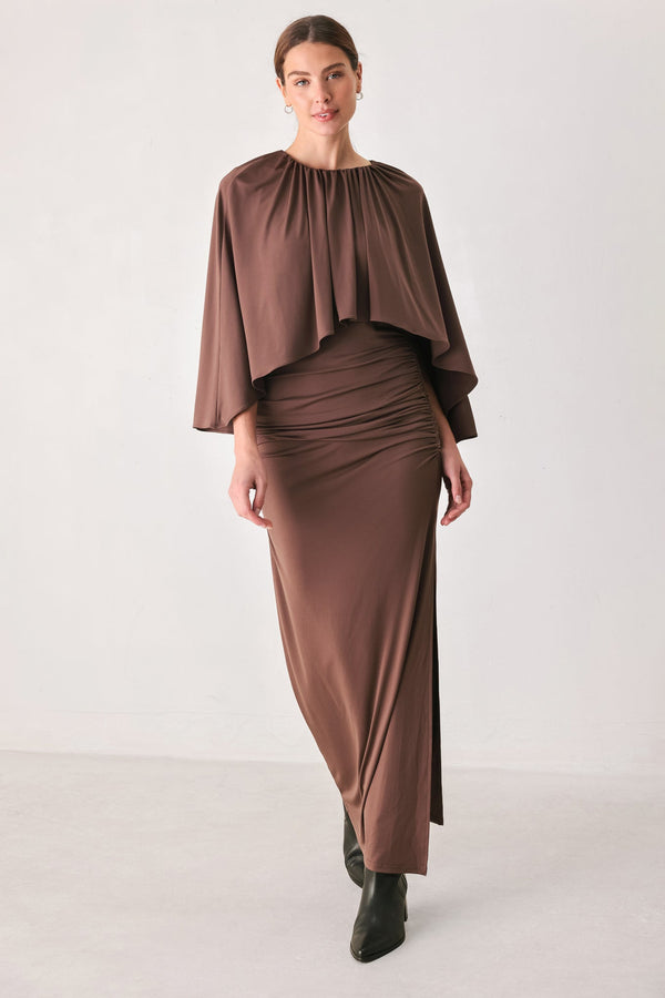 dusty-rose-drape-mauve-caplet-shirred-midi-dress-flying-tomato-sophias-styleDRESSES-1