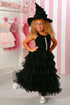 Elegant Black Ruffled Maxi Dress for Girls 12M-14