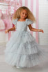 Dreamy Ice Blue Ruffled Maxi Dress for Girls, 12M-14