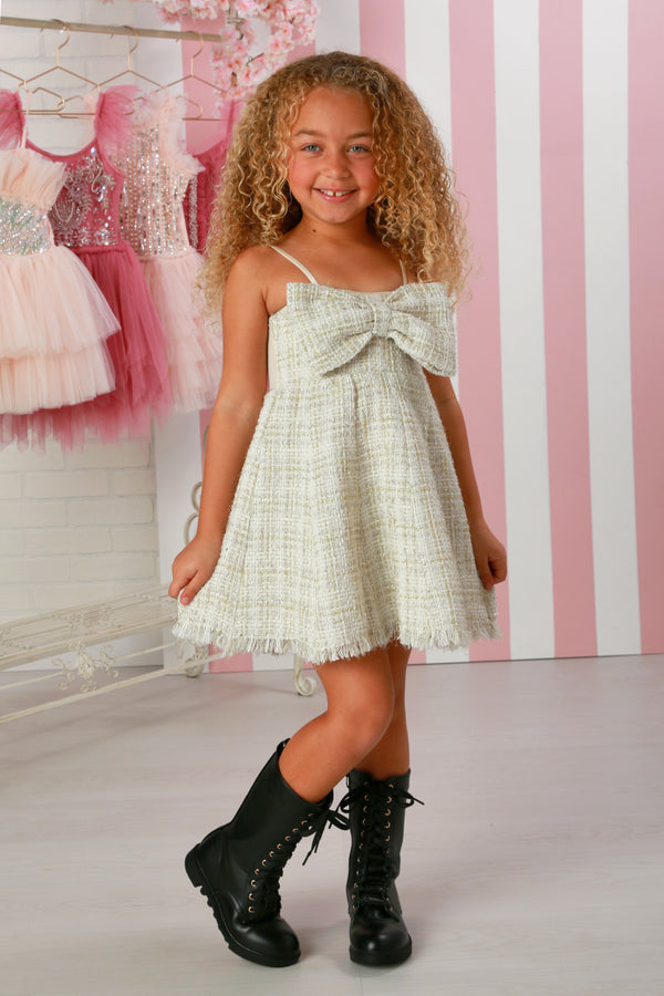 Remi Coco Tweed Bow Dress for Girls 12M-14