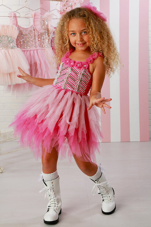 Captivating Emma Pink Sparkle Dress – Glamour & Twirls for Little Stars 12M-14
