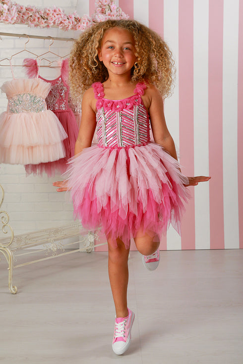 Captivating Emma Pink Sparkle Dress – Glamour & Twirls for Little Stars 12M-14
