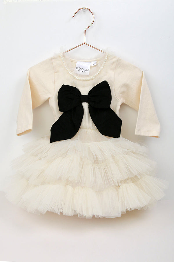 Baby Elise Ivory Bow Onesie Dress – Timeless Elegance for Little Moments 0-24M
