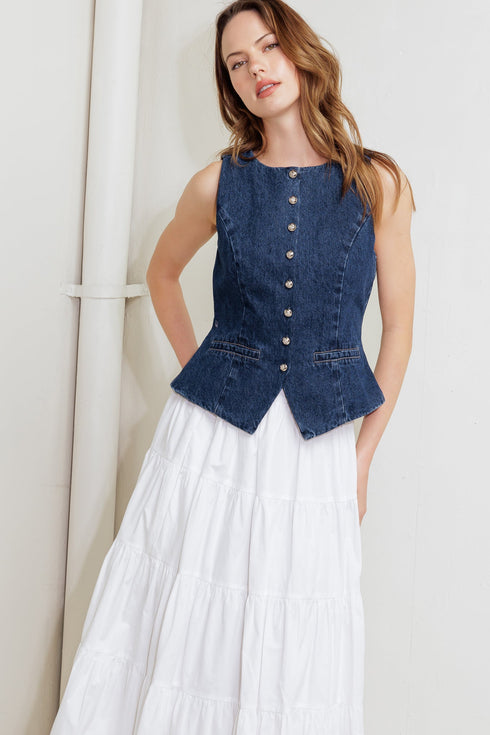 coffee-petal-denim-vest Flying Tomato-Sophia's StyleVEST-1