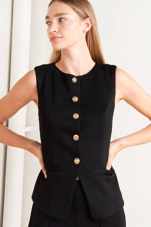 glossy-glam-woven-vest Flying Tomato - Sophia's StyleVEST-1