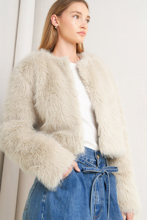 london-flare-cream-faux-fur-crop-jacket Flying Tomato - Sophia's StyleSWEATERS-1