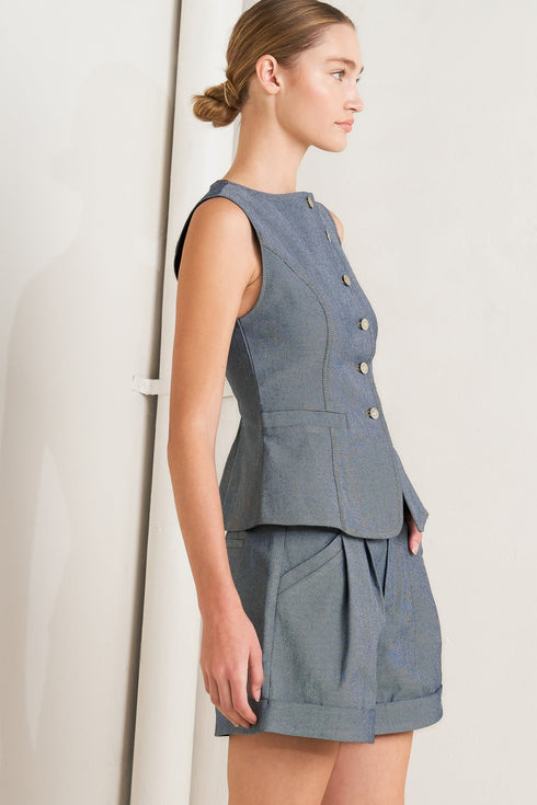 confidently-cool-tailored-woven-vest-flying-tomato-Sophia's Style-3