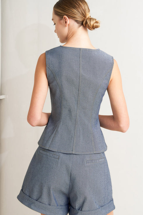 confidently-cool-tailored-woven-vest-flying-tomato-Sophia's Style-6