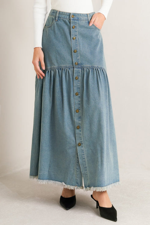 intricate-charm-denim-midi-skirt-1 Flying Tomato - Sophia's StyleSKIRTS-1