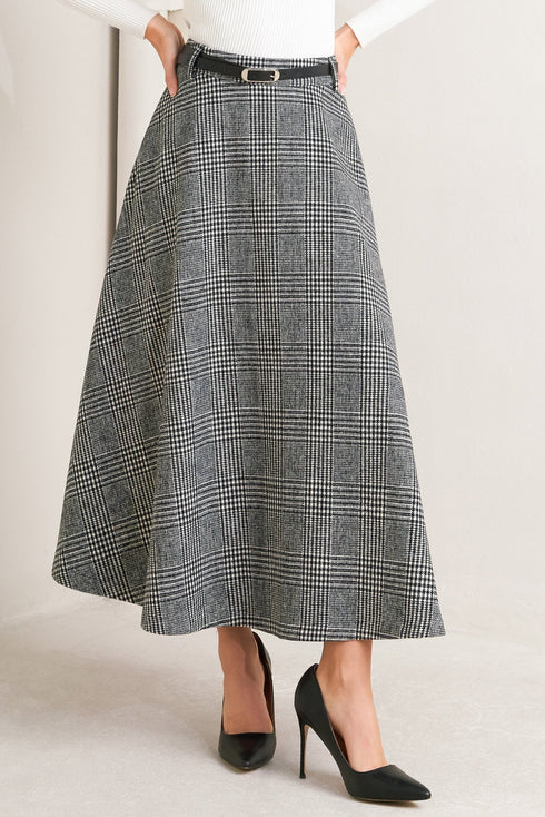 city-checkline-woolen-woven-midi-skirt Flying Tomato - Sophia's StyleSKIRTS-1