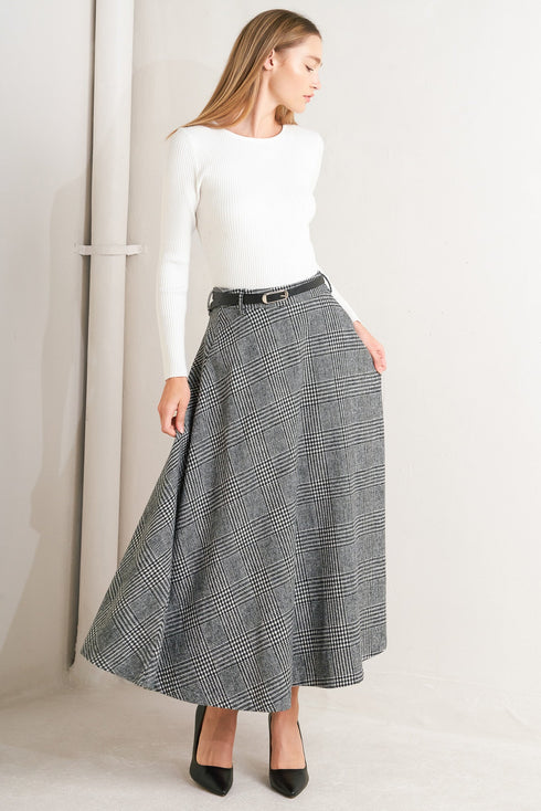 city-checkline-woolen-woven-midi-skirt Flying Tomato - Sophia's Style-2