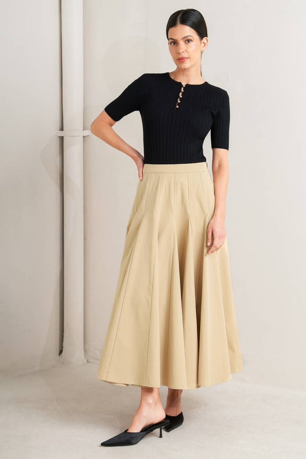 pale-frame-woven-taupe-circle-skirt-Flying-Tomato-Sophia's StyleSKIRTS-1