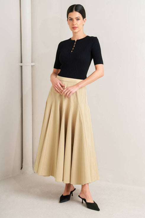 pale-frame-woven-taupe-circle-skirt-Flying-Tomato-Sophia's Style-2