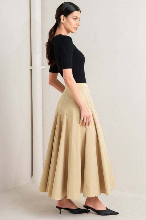 pale-frame-woven-taupe-circle-skirt-Flying-Tomato-Sophia's Style-3