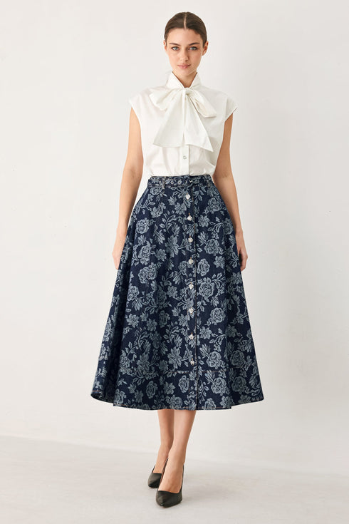 rosette-floral-woven-jacquard-full-skirt-sophias-style-2