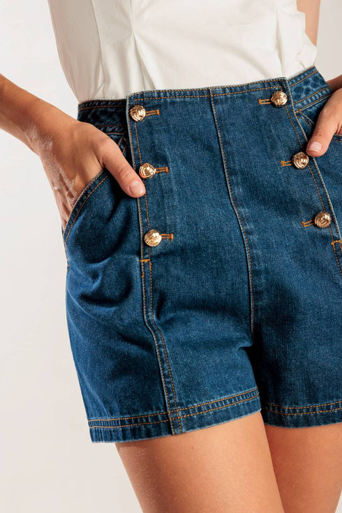 drive-in-movie-denim-short Flying Tomato-Sophia's StyleSHORTS-1