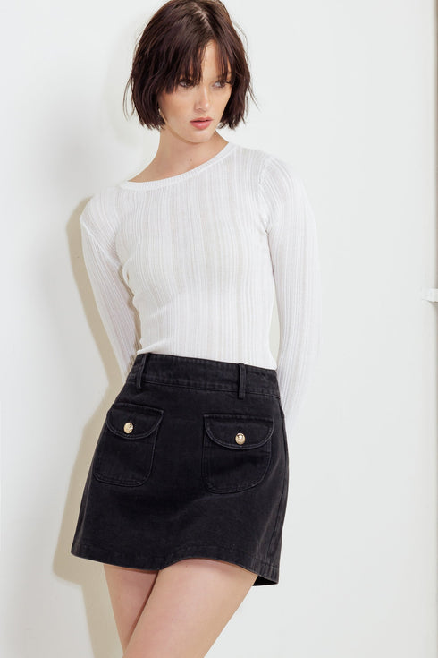 tailored-flow-black-woven-skort Flying Tomato-Sophia's StyleSHORTS-1