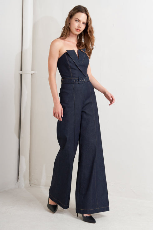 le-bonheur-v-cut-vow-denim-jumpsuit Flying Tomato-Sophia's Style-4