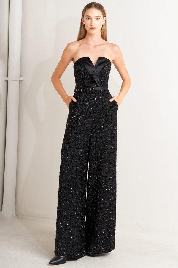 spark-noir-tweed-jumpsuit Flying Tomato - Sophia's StyleJUMPSUIT-1