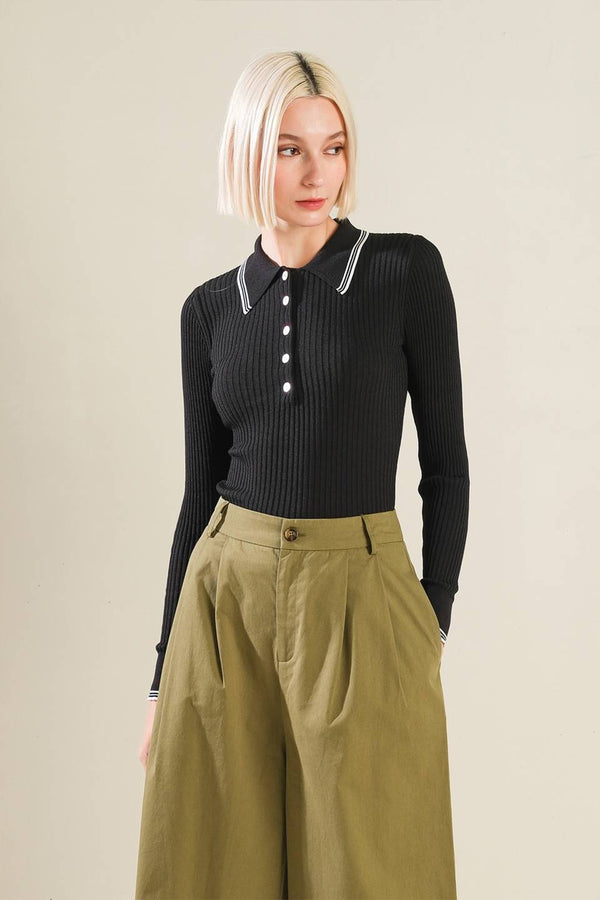 ill-think-about-polo-top Flying Tomato-Sophia's StyleSWEATERS-1