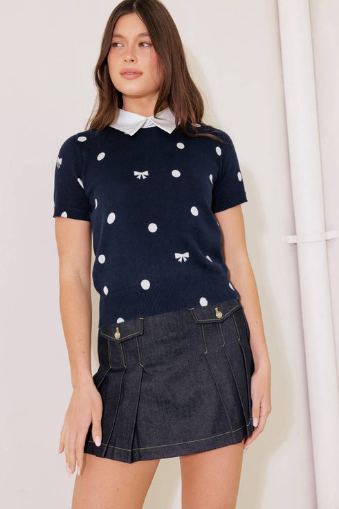 sidewalk-cafe-navy-sweater-knit-top Flying Tomato-Sophia's StyleSWEATERS-1