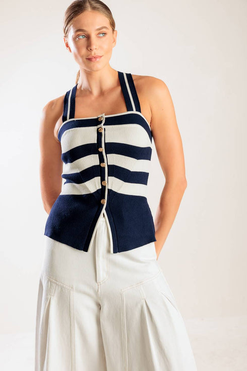shine-bright-navy-knit-top Flying Tomato-Sophia's StyleSWEATERS-1