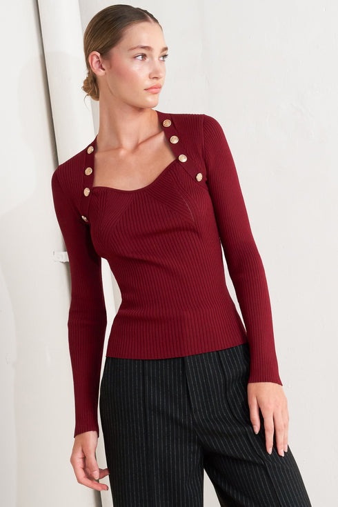 MODERN HERO BURGUNDY SWEATER KNIT TOP