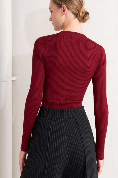 MODERN HERO BURGUNDY SWEATER KNIT TOP