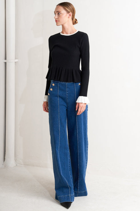 delicate-edge-sweater-knit-top Flying Tomato - Sophia's Style-3