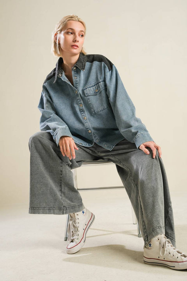 my-love-for-you-denim-shirt Flying Tomato-Sophia's StyleTOPS-1