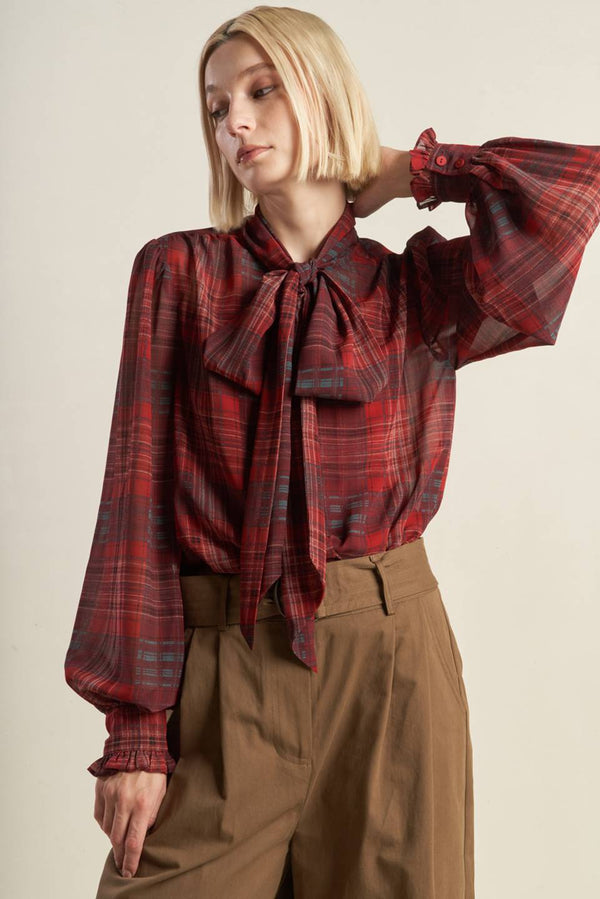 lovely-intuition-woven-plaid-top Flying Tomato-Sophia's StyleTOPS-1