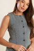 daisy-date-denim-vest Flying Tomato-Sophia's StyleTOPS-1