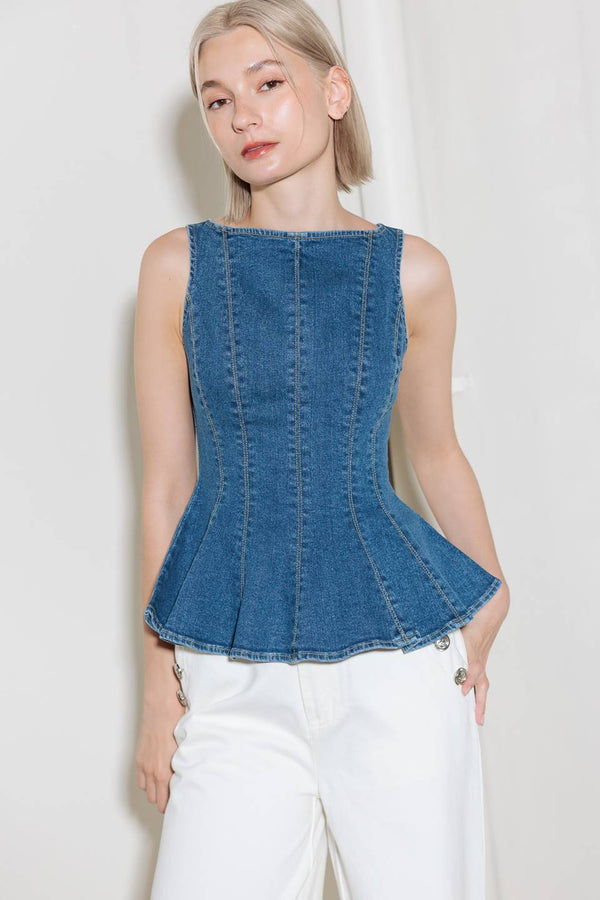enduring-spark-blue-denim-top Flying Tomato-Sophia's StyleTOPS-1