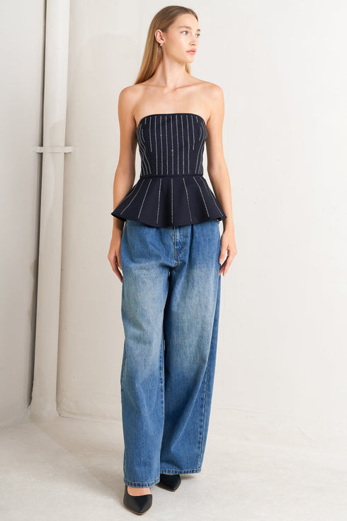 geometric-edge-woven-top Flying Tomato - Sophia's Style-5