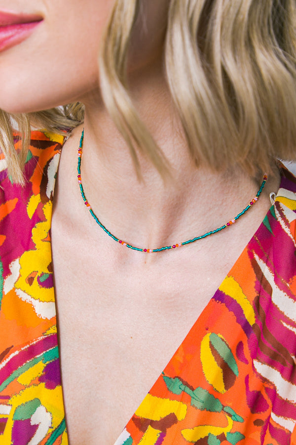 boho-flex-green-choker Flying Tomato-Sophia's StyleNECKLACE-1
