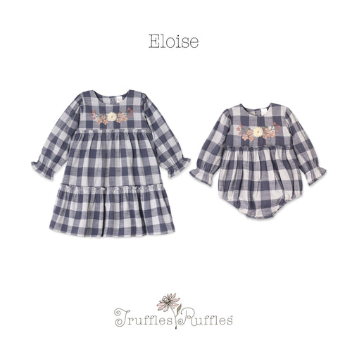 buffalo-check-girls-cotton-dress-with-floral-embroidery-ruffles- at Sophia's Style-3