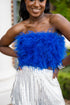 fancy-strapless-feather-crop-top-royal-blue Buddy Love - Sophia's Style-Fancy Strapless Feather Crop Top - Royal Blue-Blue-XS-1