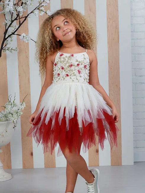 Girls Fleur Emma Ivory Berry Floral Tulle Dress 12 Months-14