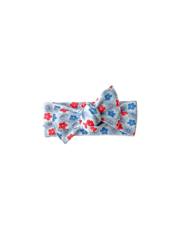 floral-firework-plaid-tie-on-headwrap Boosh Baby - Sophia's Style-1