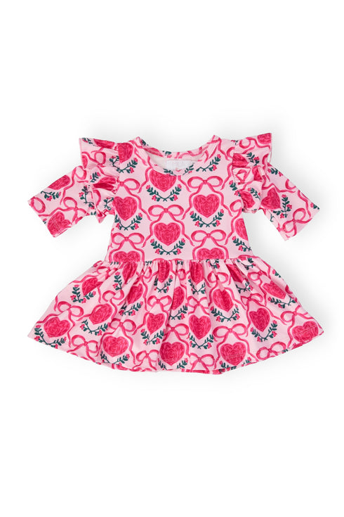 fluttering-hearts-3-4-sleeve-flutter-twirl-bodysuit-Mila&Rose-Sophia's StyleTwirl Bodysuit - 3/4 Flutter-1