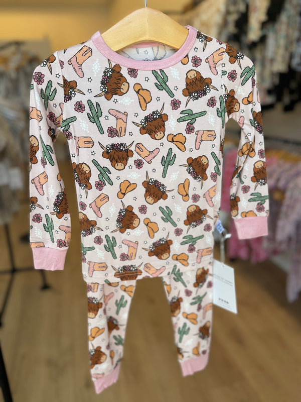 pink-highland-cow-2-piece-pjs House-of-henry-Sophia's Style-1