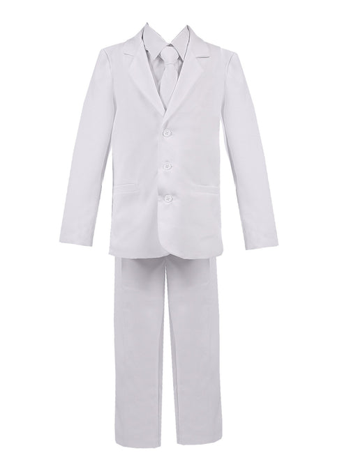 Big Boys White 5 Pcs Vest Shirt Tie Pants Jacket Classic Formal Suit 8-20 Husky - SophiasStyle.com