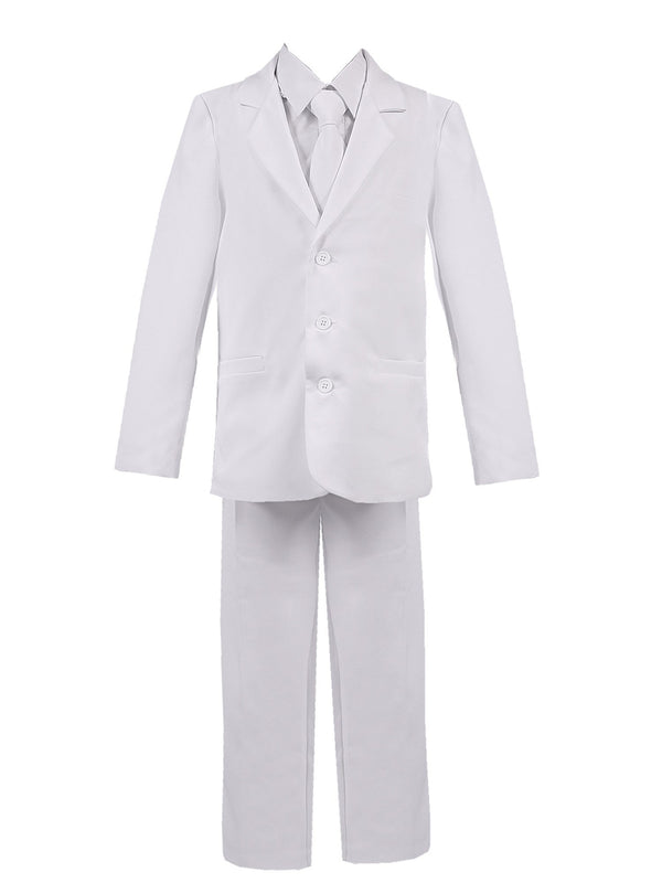 Big Boys White 5 Pcs Vest Shirt Tie Pants Jacket Classic Formal Suit 8-20 Husky - SophiasStyle.com