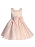 Girls Bow Accented Tea Length Satin Flower Girl Dress 2T-8 - SophiasStyle.com
