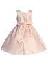 Girls Bow Accented Tea Length Satin Flower Girl Dress 2T-8 - SophiasStyle.com