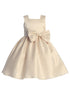 Girls Bow Accented Tea Length Satin Flower Girl Dress 2T-8 - SophiasStyle.com