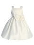 Girls Bow Accented Tea Length Satin Flower Girl Dress 2T-8 - SophiasStyle.com
