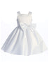 Girls Bow Accented Tea Length Satin Flower Girl Dress 2T-8 - SophiasStyle.com