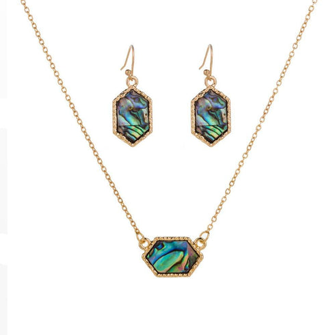 hexagon-abalone-necklace-and-abalone-earrings-set-Sophia's StyleJewelry Sets-1