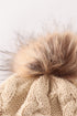 Beige pompom cable beanie hat